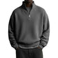 Sweat décontracté pour homme à texture gaufrée, demi-zip
