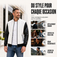 Veste gaufrière pour homme avec manches en cuir PU