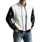 Veste gaufrière pour homme avec manches en cuir PU