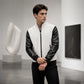 Veste gaufrière pour homme avec manches en cuir PU
