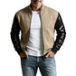 Veste gaufrière pour homme avec manches en cuir PU