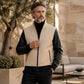 Veste gaufrière pour homme avec manches en cuir PU