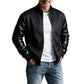 Veste gaufrière pour homme avec manches en cuir PU