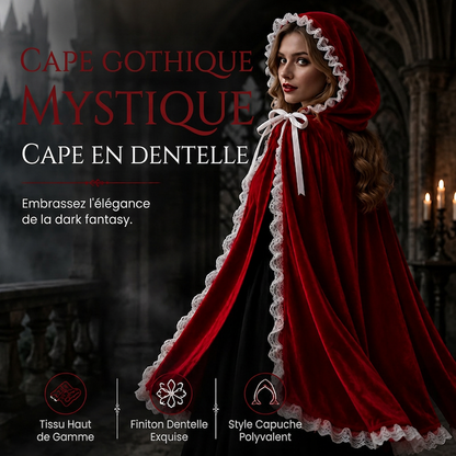 Cape en dentelle à capuche dramatique