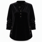 T-shirt décontracté à manches longues en velours ample pour femme, avec col V boutonné