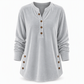 T-shirt décontracté à manches longues en velours ample pour femme, avec col V boutonné
