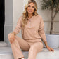 Ensemble sweat à demi-boutons et pantalon de survêtement pour femme