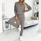 Ensemble sweat à demi-boutons et pantalon de survêtement pour femme