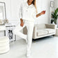 Ensemble sweat à demi-boutons et pantalon de survêtement pour femme