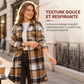 Chemise-veste décontractée à carreaux et boutons pour femme, coupe longue