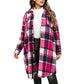 Chemise-veste décontractée à carreaux et boutons pour femme, coupe longue