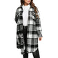 Chemise-veste décontractée à carreaux et boutons pour femme, coupe longue