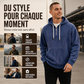 Sweat à capuche décontracté en velours côtelé pour homme, demi-zip