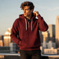 Sweat à capuche décontracté en velours côtelé pour homme, demi-zip