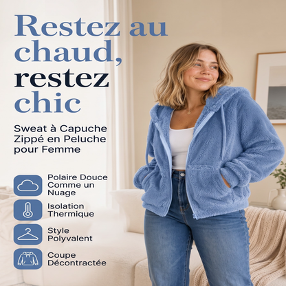 Veste à capuche douce et moelleuse pour femme