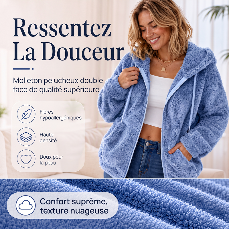 Veste à capuche douce et moelleuse pour femme