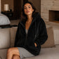 Veste à capuche douce et moelleuse pour femme