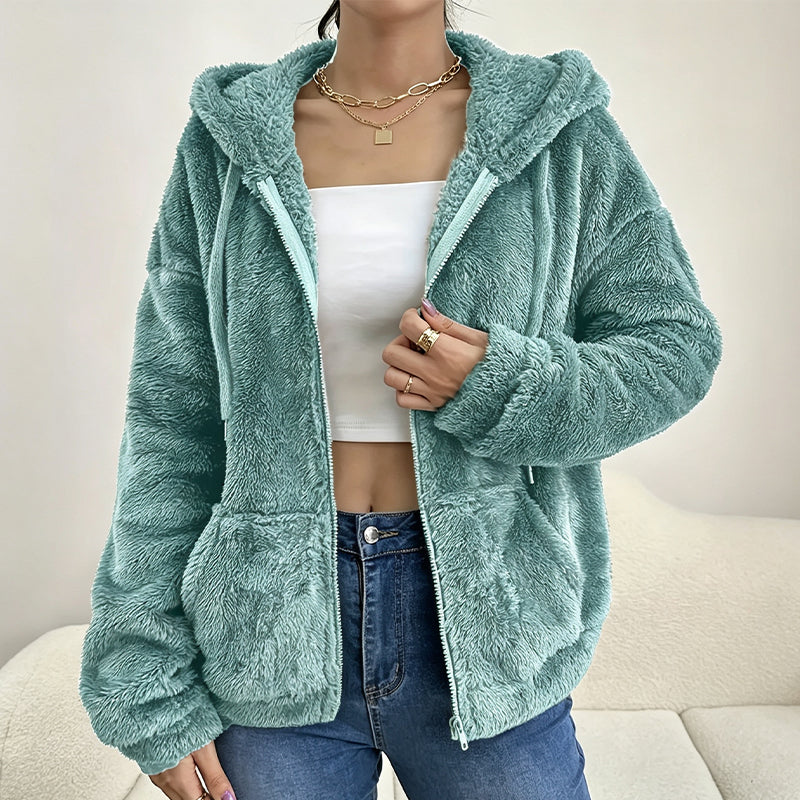 Veste à capuche douce et moelleuse pour femme