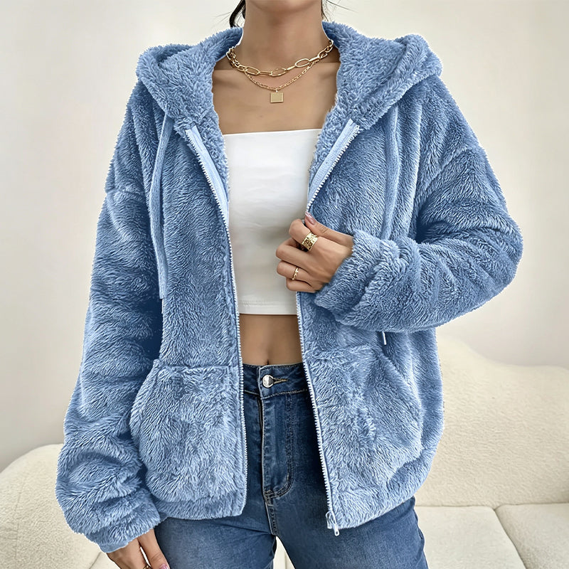 Veste à capuche douce et moelleuse pour femme