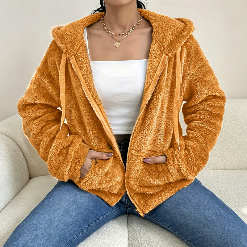 Veste à capuche douce et moelleuse pour femme
