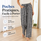 Pantalon droit à carreaux décontracté pour femme