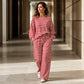 Ensemble de pyjama 2 pièces à manches longues rayé pour femme