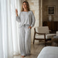 Ensemble de pyjama 2 pièces à manches longues rayé pour femme