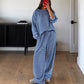 Ensemble de pyjama 2 pièces à manches longues rayé pour femme
