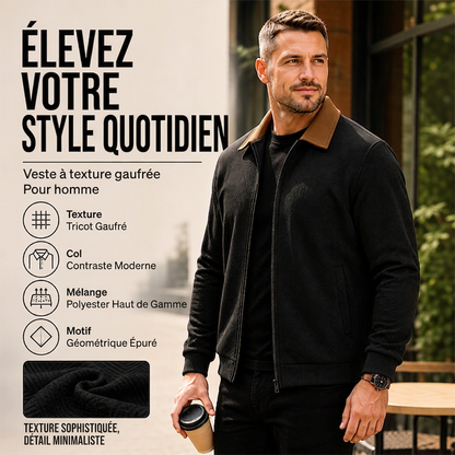 Veste décontractée pour homme à col tailleur en tissu gaufre