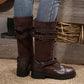 Bottines de combat vintage pour femmes à lacets et boucle