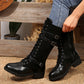 Bottines de combat vintage pour femmes à lacets et boucle