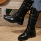 Bottines de combat vintage pour femmes à lacets et boucle