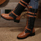 Bottines de combat vintage pour femmes à lacets et boucle
