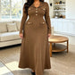 Robe longue élégante à col revers pour femme