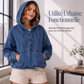 Sweat à capuche en jean décontracté boutonné pour femme