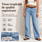 Jeans larges extensibles pour femmes avec bordure brute