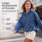 Sweat à capuche en jean décontracté boutonné pour femme