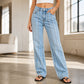 Jeans larges extensibles pour femmes avec bordure brute