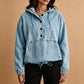 Sweat à capuche en jean décontracté boutonné pour femme