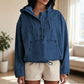 Sweat à capuche en jean décontracté boutonné pour femme