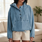 Sweat à capuche en jean décontracté boutonné pour femme
