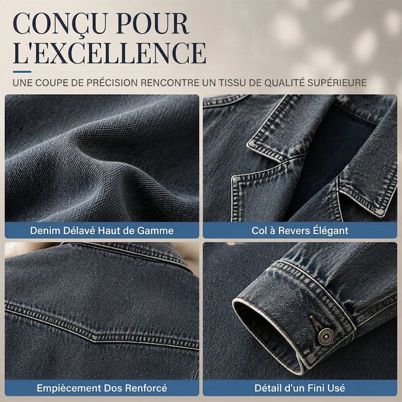 Veste trench en jean ouverte pour femme