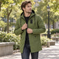 Trench coupe-vent à capuche mi-long pour homme