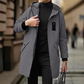 Trench coupe-vent à capuche mi-long pour homme