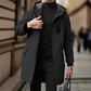 Trench coupe-vent à capuche mi-long pour homme