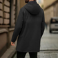 Trench coupe-vent à capuche mi-long pour homme