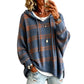 Pull en maille à capuche à carreaux rétro pour femme
