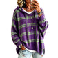 Pull en maille à capuche à carreaux rétro pour femme