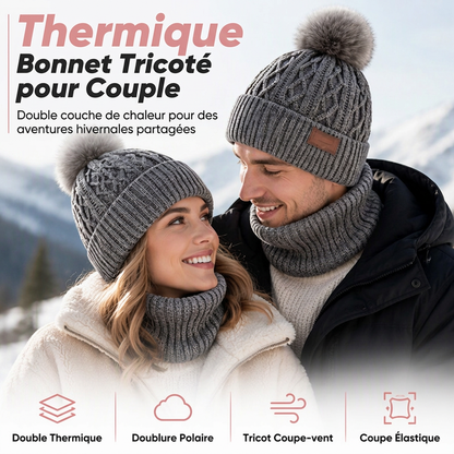 Bonnet en tricot d'hiver unisexe avec pompon