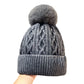 Bonnet en tricot d'hiver unisexe avec pompon